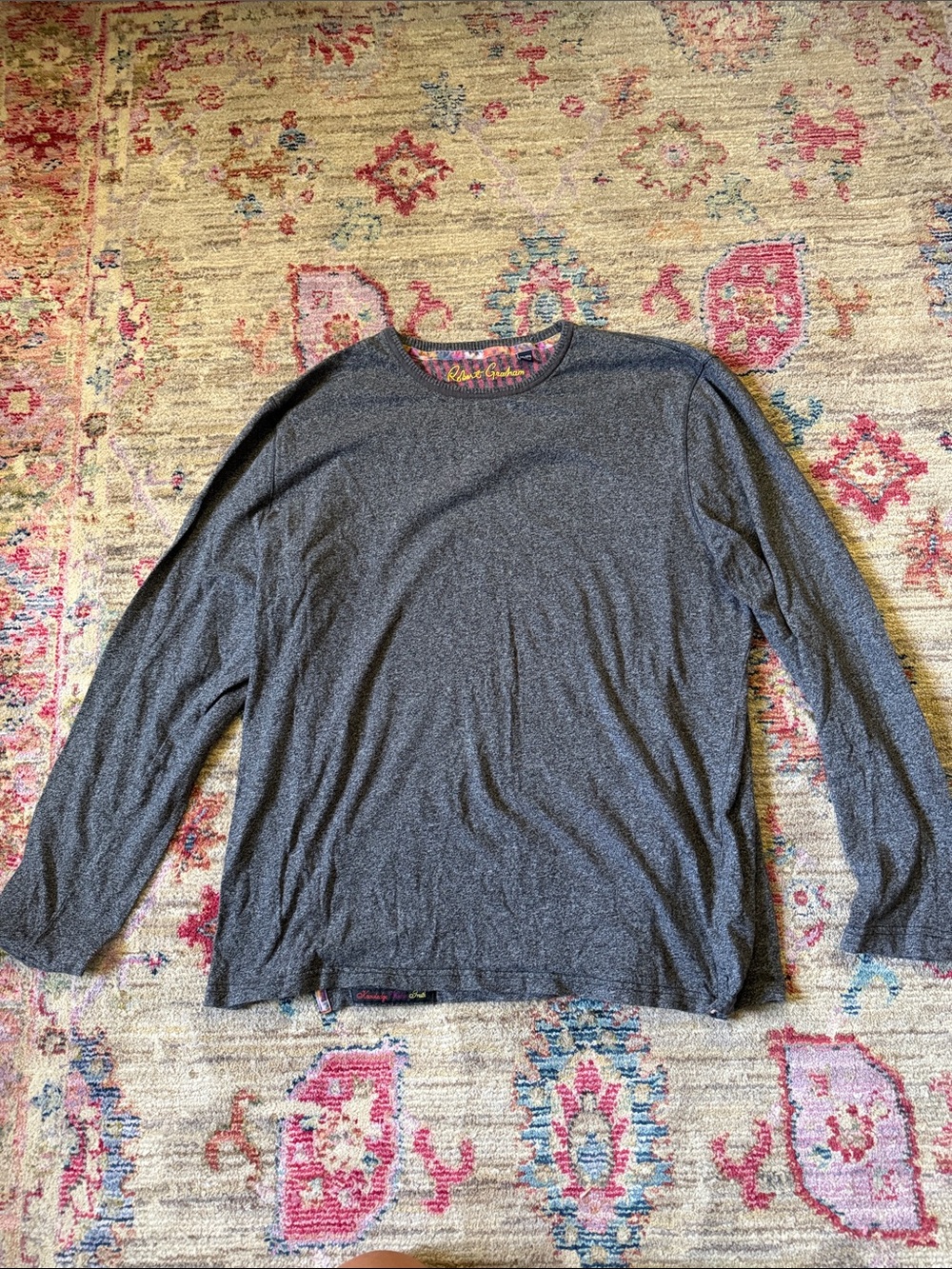 Robert Graham Men's Long Sleeve Crewneck Shirt - Charcoal Gray